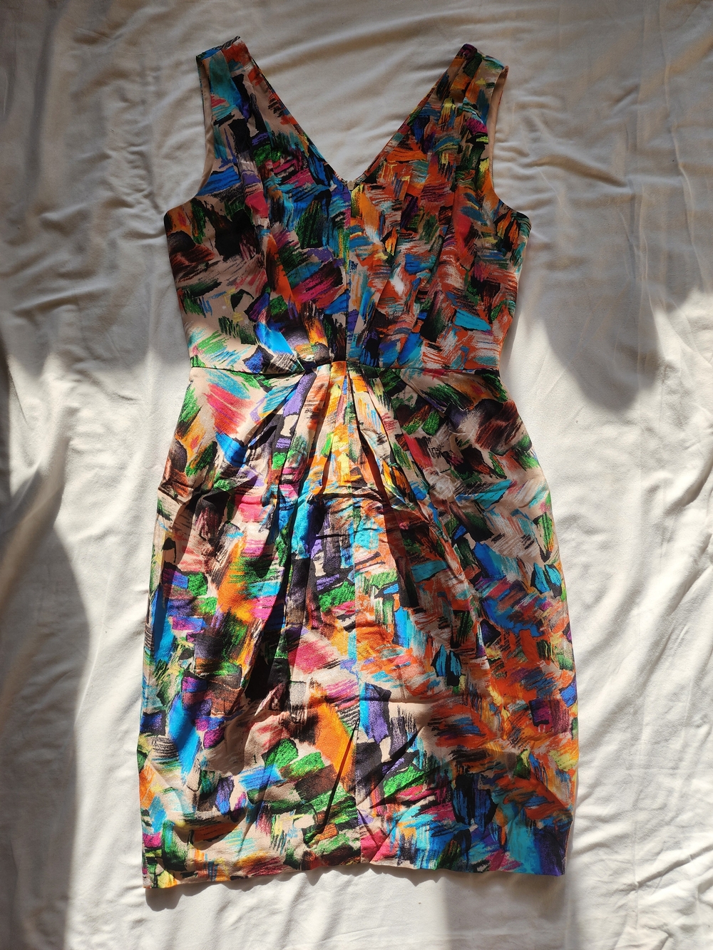 Vibrant Multicolor V-Neck Sheath Dress